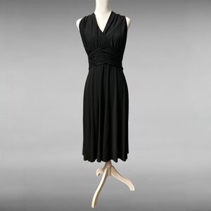NWT. Original Evan Picone conventional black evening midi-dress, size 12